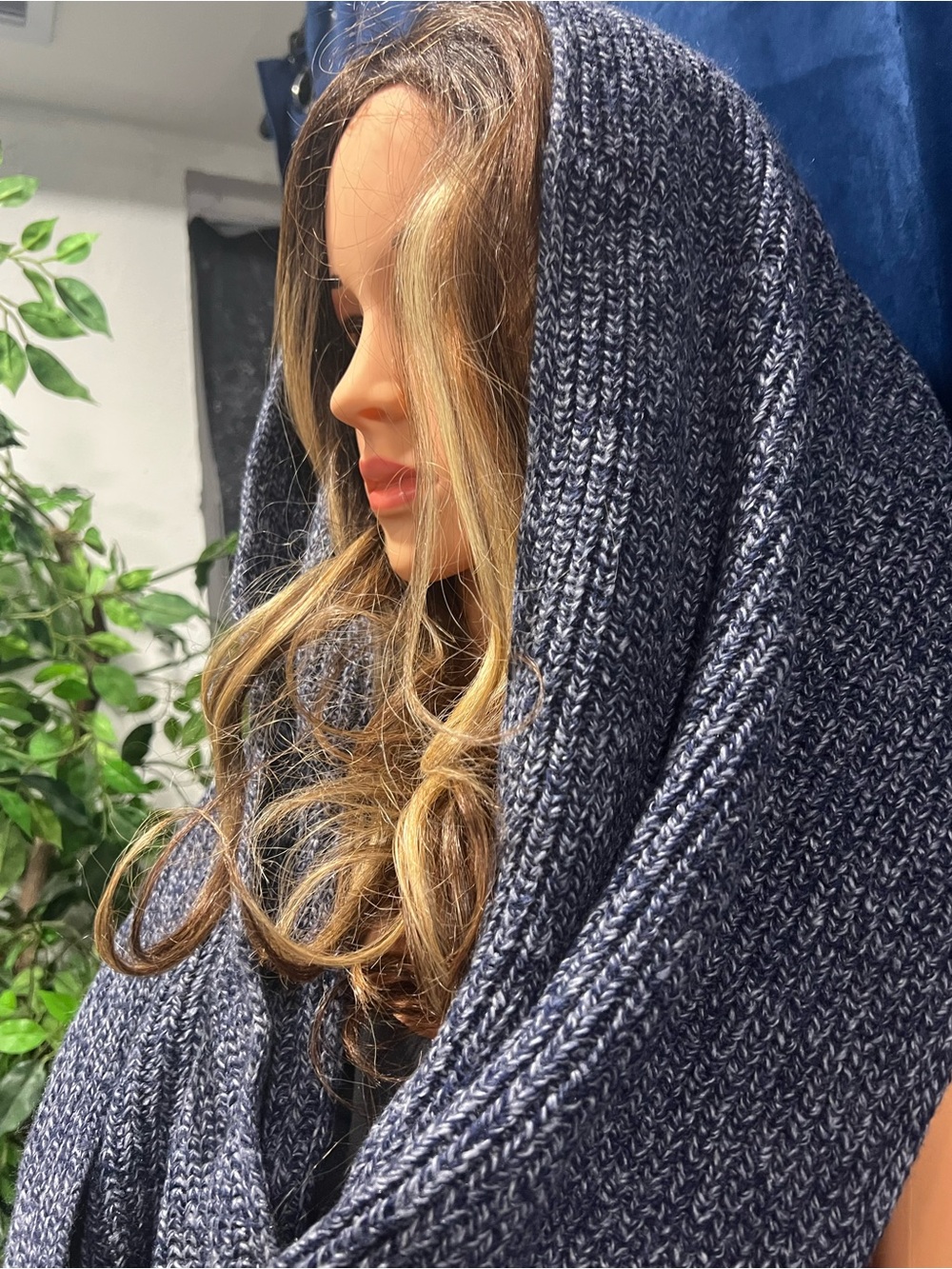 H&M Navy Marled Knit Infinity Scarf